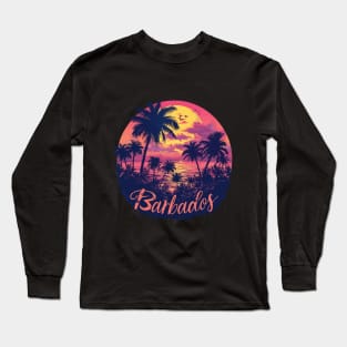 Barbados Sunset (with Orange Lettering) Long Sleeve T-Shirt